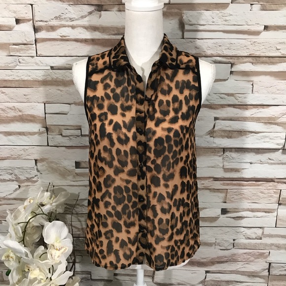 Forever21 Animal Print Blouse Sz S (H15) - Picture 1 of 6